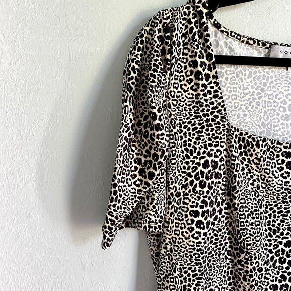 Socialite Curve Square Neck Animal Print Bodysuit 1X NEW - Picture 3 of 8